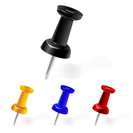 Black, yellow, red, blue pin hammer in a white sheetのイラスト素材