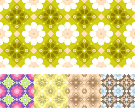 seamless floral pattern in five color combinationsのイラスト素材