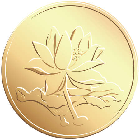 vector chinese coin with a picture of a flowerのイラスト素材