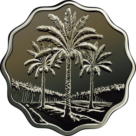 Iraqi coin with the image of palm treesのイラスト素材