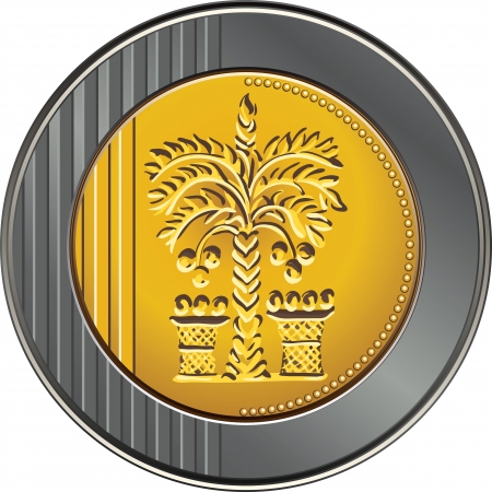 Israeli coin 10 shekel with the image of the date palmのイラスト素材