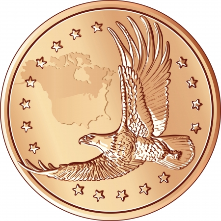 Dollar coins with the image of a flying eagle and starsのイラスト素材
