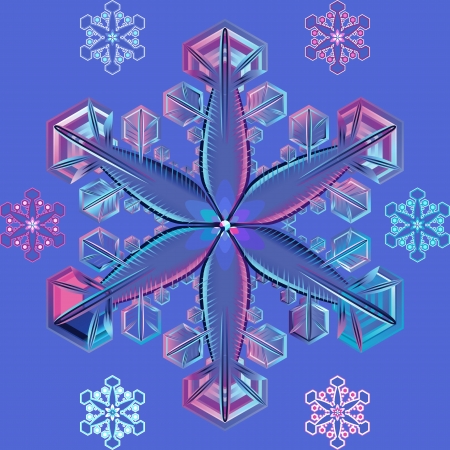 set of big snowflake with most detailed, and small snowflakes - stylizedのイラスト素材