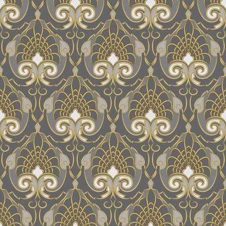 Traditional vintage pattern, gold ornament on a silver backgroundのイラスト素材