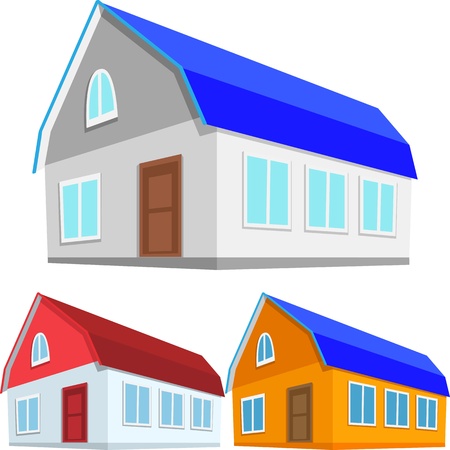 three color version of the  cottage or a private homeのイラスト素材