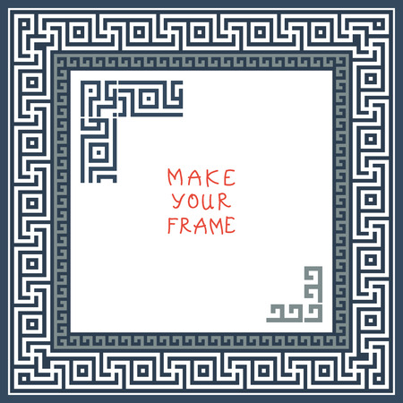 Frame with Traditional vintage white and gray square Greek ornament (Meander) のイラスト素材