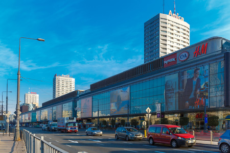 Warsaw, Poland - Ocober 7, 2014: Downtown business skyscrapers in city center.のeditorial素材