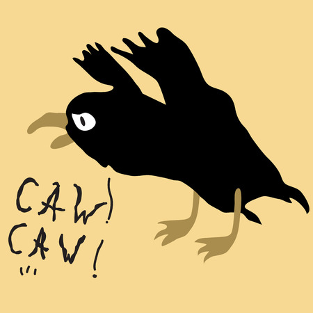 black bird crow on the yellow backgroundのイラスト素材