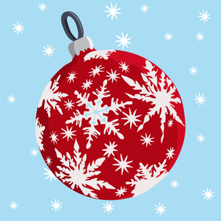 red  christmas ball and  starsのイラスト素材