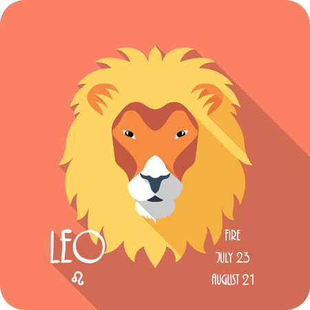 Zodiac sign Leo icon flat designのイラスト素材