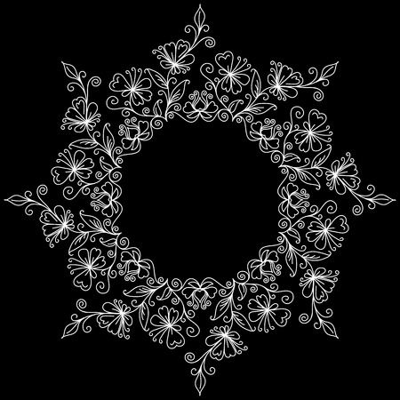 vector doodle pattern of spirals, swirls and flowersのイラスト素材