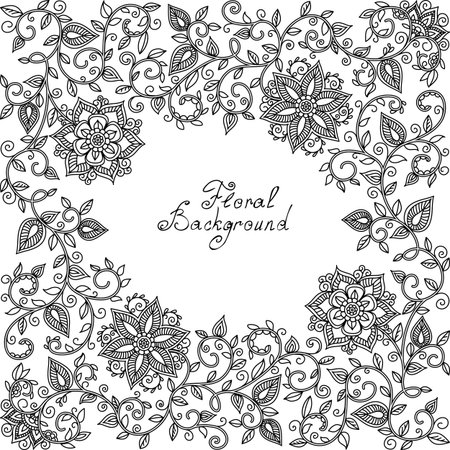 vector black and white floral patternのイラスト素材