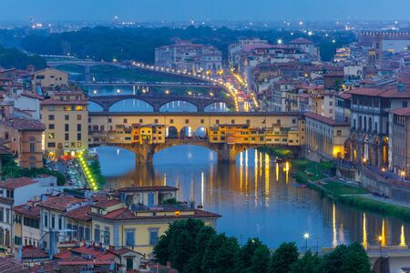 River Arno and Ponte Vecchio in Florence, Italyのeditorial素材