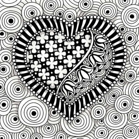 vector black and white heart patternのイラスト素材