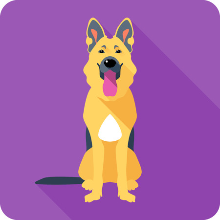 dog German shepherd sitting icon flat designのイラスト素材