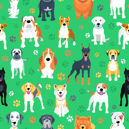 seamless background with dogs flat designのイラスト素材