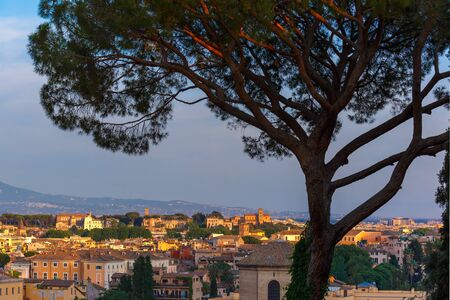 Aerial wonderful view of Rome at sunset time in Rome, Italyの写真素材
