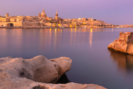 Valletta Skyline from Sliema at sunset, Malta