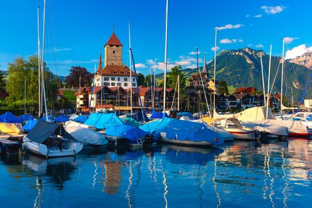 Spiez Church and Castle, Switzerlandの写真素材