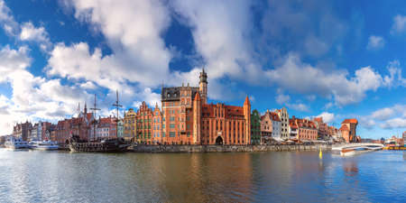 Panorama of Old Town and Motlawa in Gdansk, Polandの写真素材