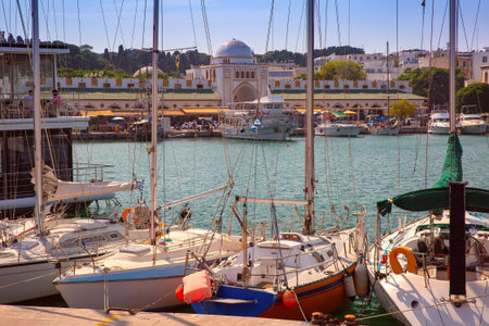 Boats at a marina in Rhodes, Dodecanese islands, Greece