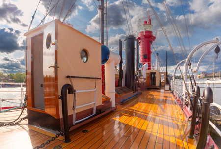 The historic Finngrundet lighthouse located in Stockholm, Swedenの写真素材