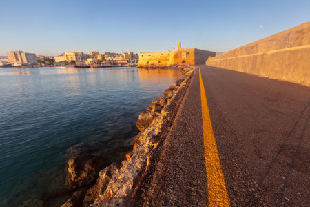 Koules Fortress at the entrance of the old port in Heraklion Greeceの写真素材