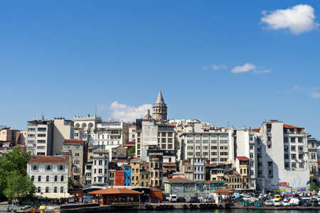 TURKEY, ISTANBUL - may, 2020. Panoramic view to Galata tower in Istanbul city scape with alld builsings aroundのeditorial素材