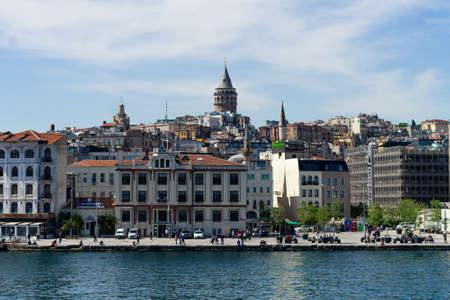 TURKEY, ISTANBUL - may, 2020. Panoramic view to Galata tower in Istanbul city scape with alld builsings around.のeditorial素材