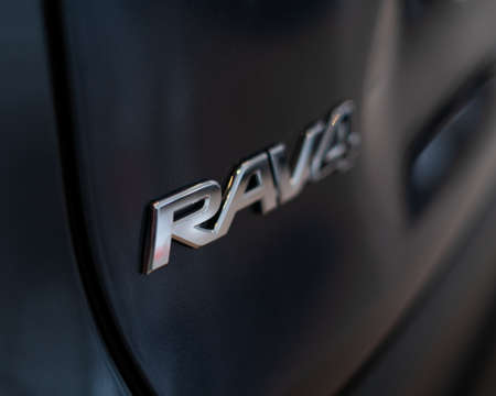 Istanbul, Turkiye - April 2021:close up of RAV 4 Logo on Carのeditorial素材