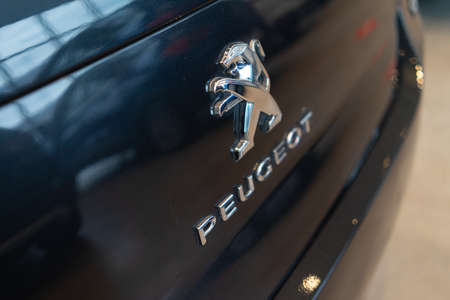 Istanbul, Turkiye - April 2021:close up of Peugeot Logo on Carのeditorial素材