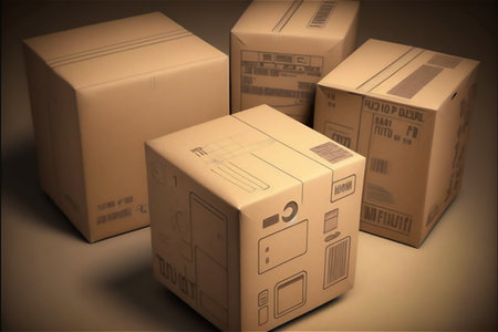 delivery carton containers or shipping boxes, parcel packaging templates.generative aiの素材