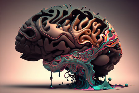 Colorful human brain. colorful creative liquid art.generative aiの素材
