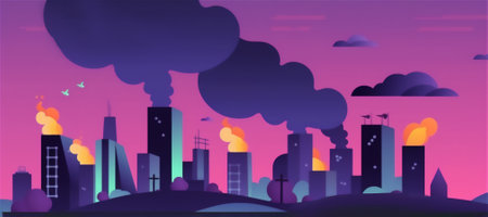 Pollution from manufacturing plants harms the natural ecology of the area.generative aiの素材