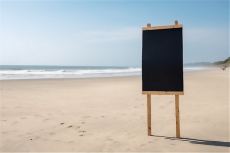 empty advertising billboard on the beach, offering an excellent opportunity for businesses to advertise their products or services.generative aiの素材