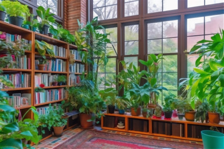 A visually stunning home interior with a focus on natural elements and biophilic design, showcasing the beauty of indoor plants and their impact on living spaces.generative aiの素材
