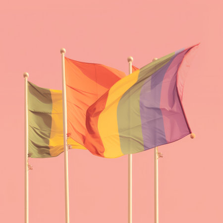 pride month concept with rainbow lgbtq community flags on pink background.generative aiの素材