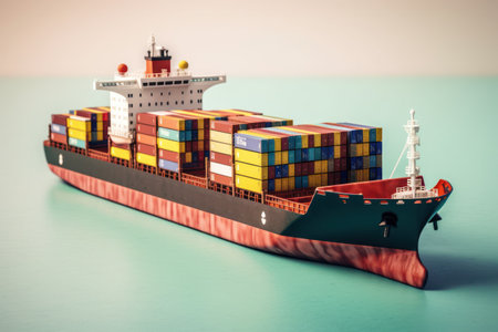 illustration of International Container Cargo ship with containers, concept of logistics and transportation systems that drive international trade. generative aiの素材