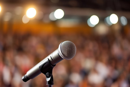 Empower your voice: Sleek mic for talk-shows, stand-ups, and conferences. A speaker's must-have.の素材