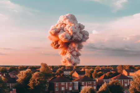 Devastating nuke strike razes metropolis in fatal war. A harrowing scene of obliterationの素材