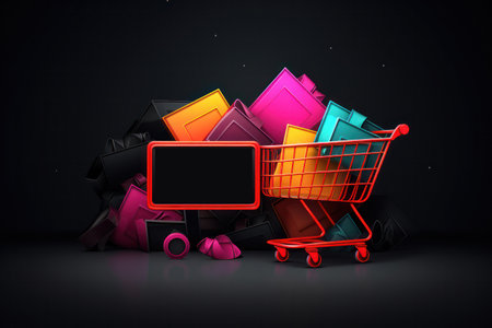 Don't Miss Out: Vibrant Black Friday, Cyber Monday Mockup with Copy Space for Online Shoppingの素材