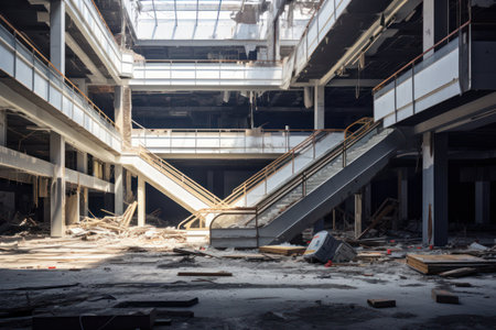 Mall's Unfinished Symphony: A Glimpse Inside, Escalators to Nowhere, Grand Opening Banners Echo Lost Promisesの素材