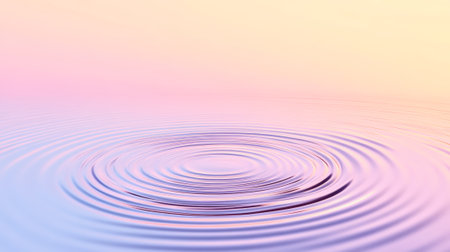 Concentric rings expanding on a pastel water surface create a mesmerizing visual effect, ideal for tranquil and abstract backgrounds in design projectsの素材