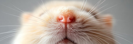 Extreme close up of a hamsters nose, highlighting its delicate features and emphasizing the concepts of smell, breath, and potentially rhinoplasty or cosmetology in relation to animal anatomyの素材