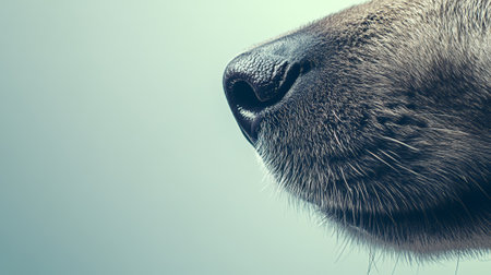 Close up of a dogs nose highlighting its wet truffle and sensitive whiskers, capturing the essence of canine and exploring themes of animal senses, veterinary care, and the beauty of natureの素材