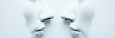 Mirroring noses highlighting the transformation before and after rhinoplasty cosmetic surgery, emphasizing improvements in breathing and the sense of smell for enhanced wellnessの素材