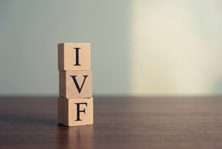 Ivf blocks spelling out the acronym for in vitro fertilization, representing fertility treatment, assisted reproduction, and the journey toward pregnancy and building a familyの素材