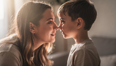 Cherished Family Interactions Illuminated By Cozy And Inviting Atmosphere, Intimate Family Exchanges Radiate Affection And Comfort Within Warm And Welcoming Household Environmentの素材