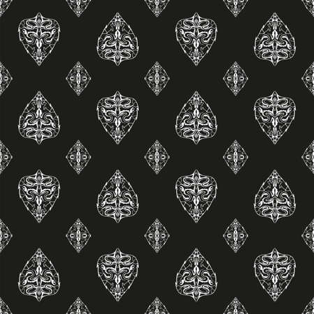 heart carved black and white pattern with circlesのイラスト素材