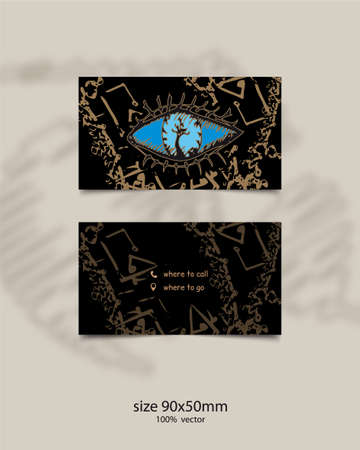 Mystical business card template. abstract blue eyeのイラスト素材